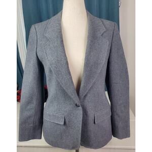 Vintage size10 Pendleton Grey 100% Virgin Wool Blazer Classic Collegiate Preppy